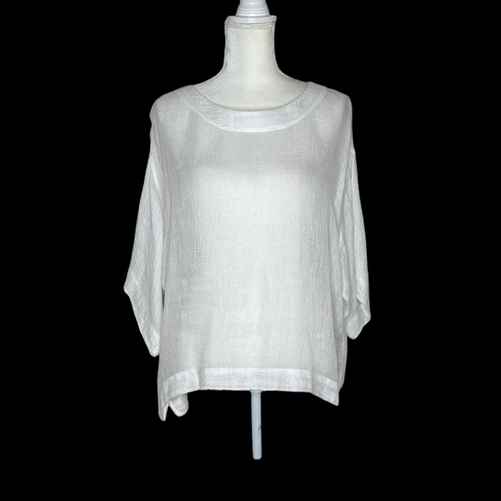 Pure Jill Linen White Mesh Lagan Look Summer Beach Top Size XS